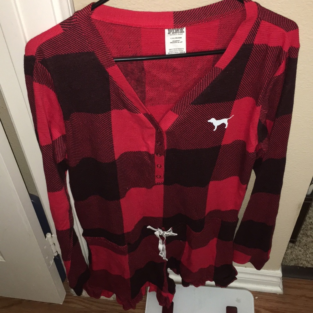 VS Pink Plaid Sleep Romper